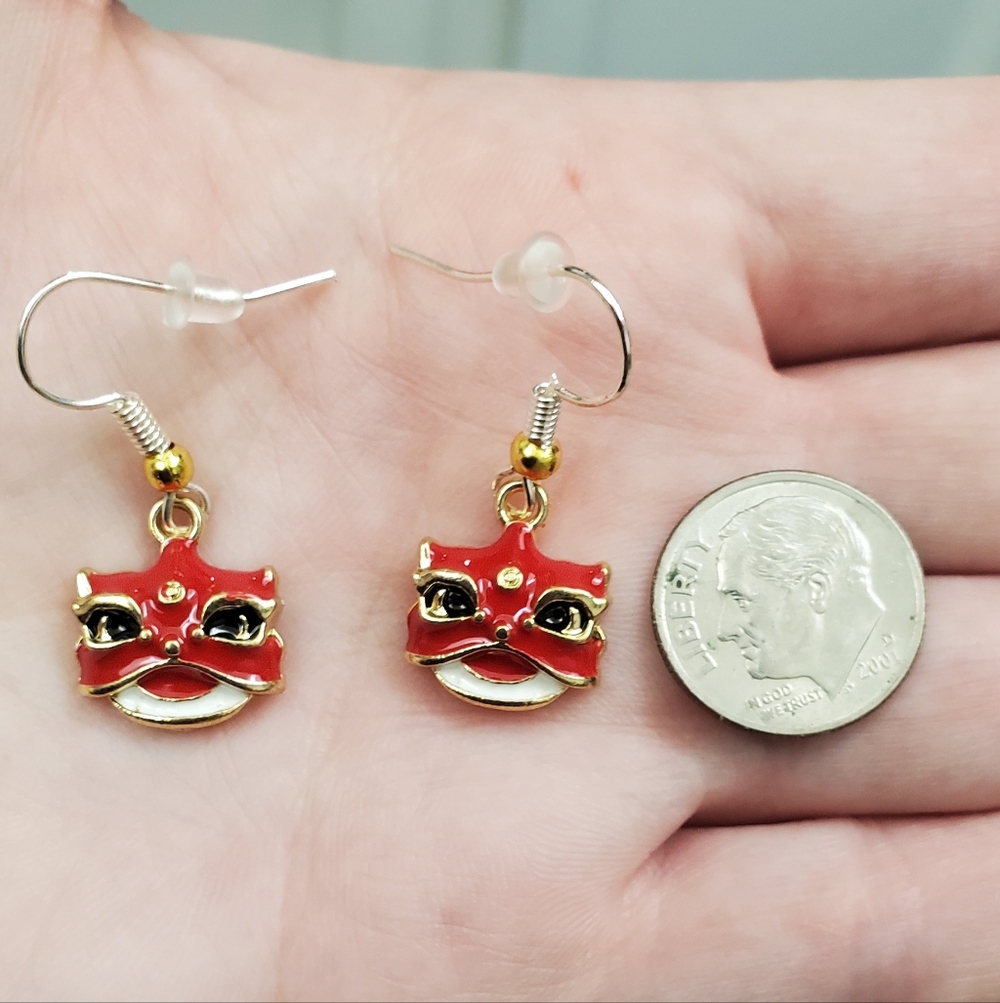 Red and Gold Dragon Earrings
